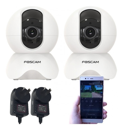 Kit Foscam 2 Camaras Moviles Wifi  3mpx Interior Fuente Ai 