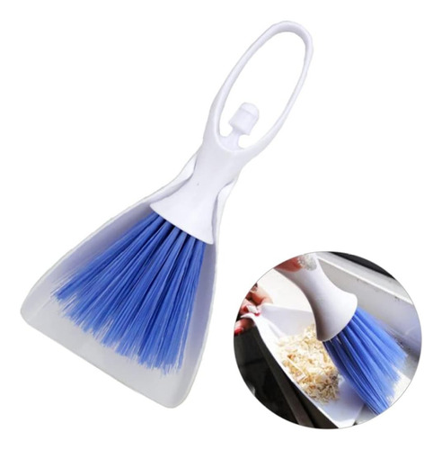 Mini Recogedor Con Escoba Cepillo Plastico Portatil 6 Piezas Color Blanco