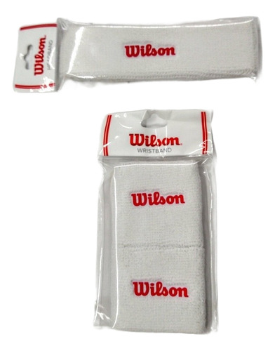 Muñequeras Y Bandana Pack Wilson Blancas