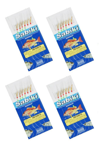 Kit 4 Isca Sabiki Artificial Com 06 Anzois N 12 Artpesca