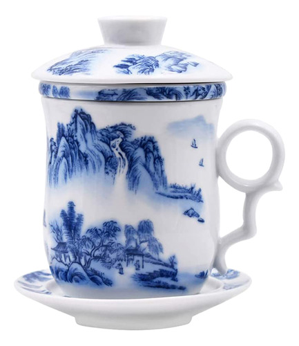 Taza De Té De Porcelana Azul Y Blanca Estilo Chino