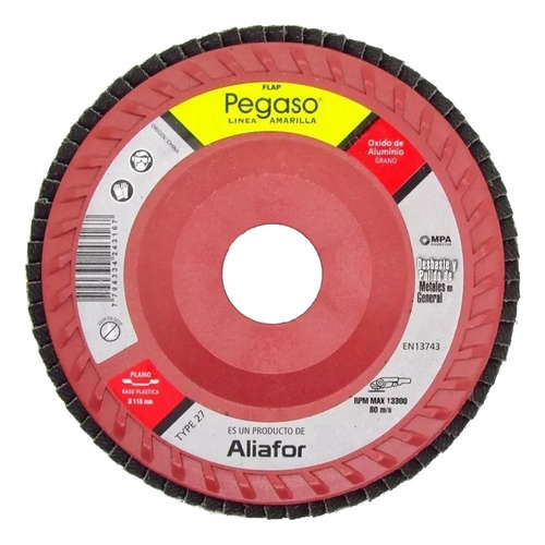 Disco Desbaste Pulido Flap Pegaso 115 Mm 80 Gno X 10 U Oxido