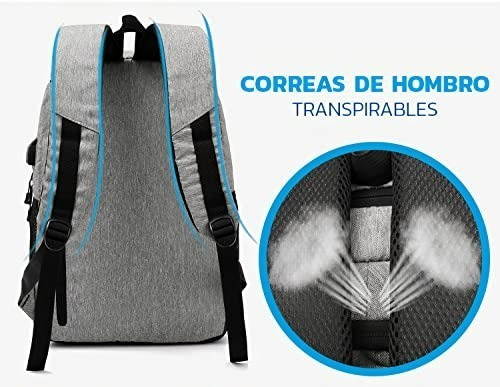 Mayoreo 10 Mochilas Antirrobo Para Laptop Con Cargador Usb Color Gris Diseño de la tela Lisa