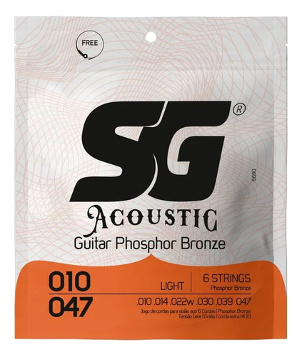 Encordoamento Sg Violao Aco 010 Sg6690 Fosforo-bronze