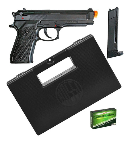 Pistola M92 Spring Beretta Airsoft Bb's 6mm + Maleta Case