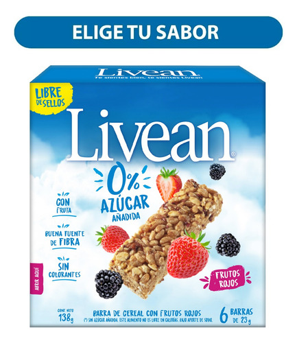 Pack 6 Barras De Cereal Livean 23g - Elige Tu Sabor