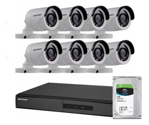 Kit De Seguridad Hikvision Dvr 16 + 8 Camaras 2mp 1080p P2p