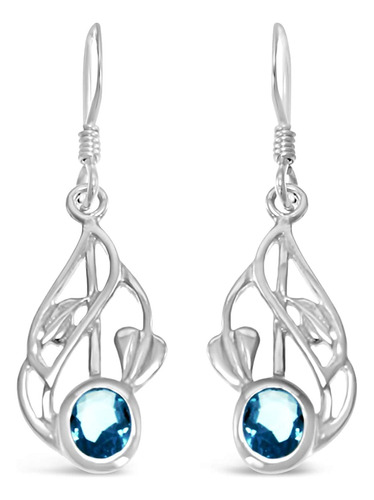 Plata De Ley Charles Rennie Mackintosh Azul Topacio Arete