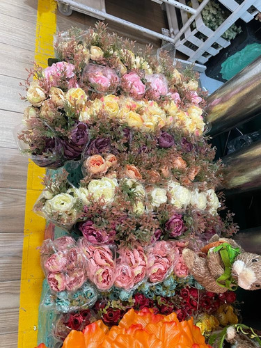 Ramo Flores Peonias Artificiales Rosa Novia Boda Centro Mesa