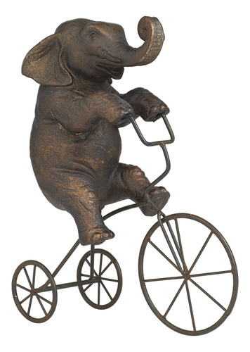 Deco 79 Escultura De Elefante Polystone Con Bicicleta 5 X 11