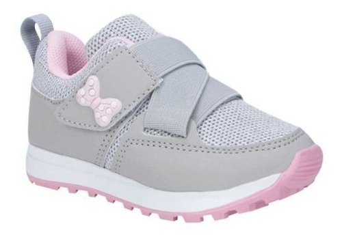 Tenis Casual Para Niña Gris Con Moño Rosa 29