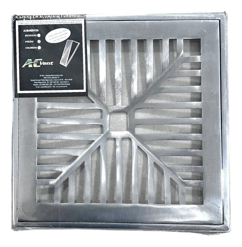 Grelha De Aluminio Com Porta Grelha Concava 25x25cm