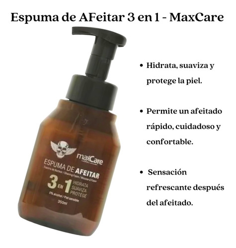 Imagen 2 de 3 de Espuma Afeitar Barba Hombre Cuida La Piel Sencible Maxcare