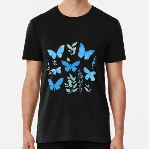 Remera Vector Mariposas Azules Algodon Premium