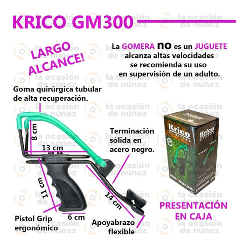 Imagen 2 de 6 de Gomera Honda Resortera Profesional Krico Tiro Largo Alcance