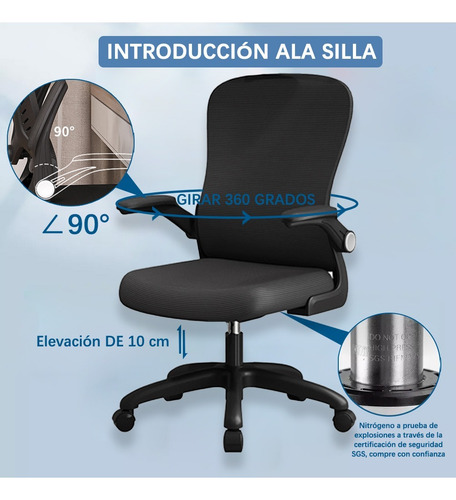 Silla Ejecutiva Ergonométrica Con Respaldo Regulable Negro Algodón