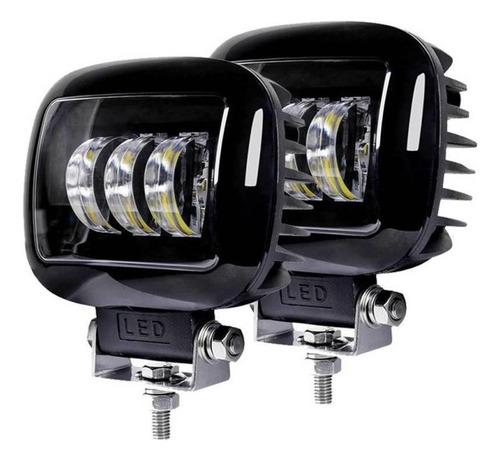 1 Par Faros Cuadrado 3 Led 5'' 30w Lupa 6d Moto