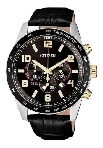 Relógio Masculino Citizen Cronógrafo Couro Tz31454d Prata