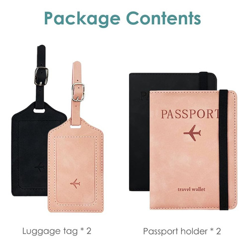 Set Portadocumentos De Viaje, Porta Pasaportes De Pu 2pcs