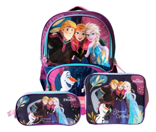 Pack Mochila Frozen Oficio Lonchera Cartuchera Disney Promo1