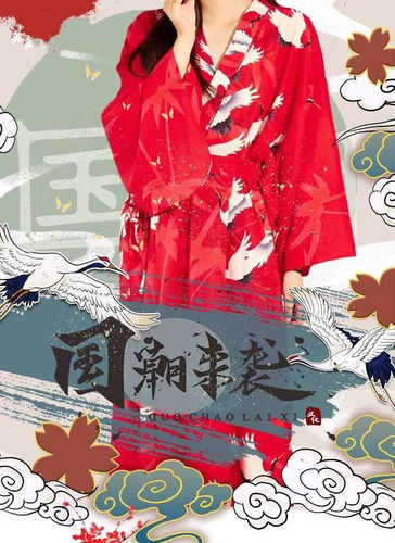 Pijama De Hanfu Vestido Con Grullas Oriental