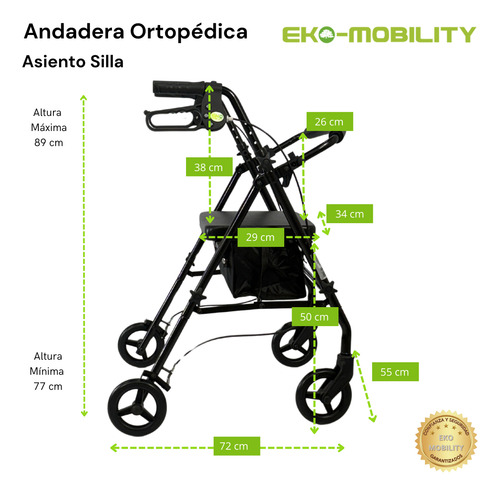 Andadera Para Adulto Con Asiento Rollator Con Ruedas De Lujo