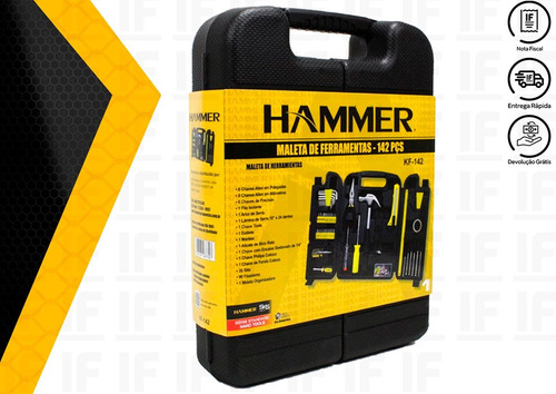 Imagem 4 de 5 de Kit Jogo Maleta Caixa De Ferramentas 142 Peças Hammer