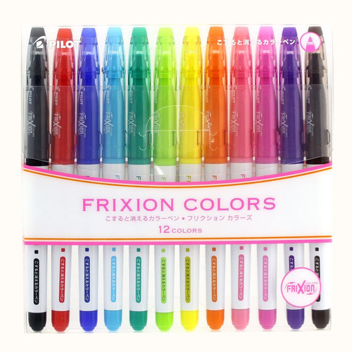 Boligrafos Pilot Frixion, 12 Colores/borrable