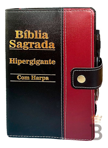 Bíblia Sagrada Letra Hipergigante Botão Preta/vinho- 14x21cm
