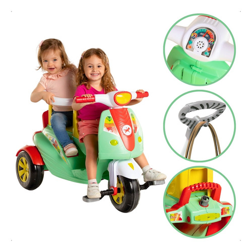 Triciclo Passeio Pedal Infantil Moto Dou Color 1038 Calesita