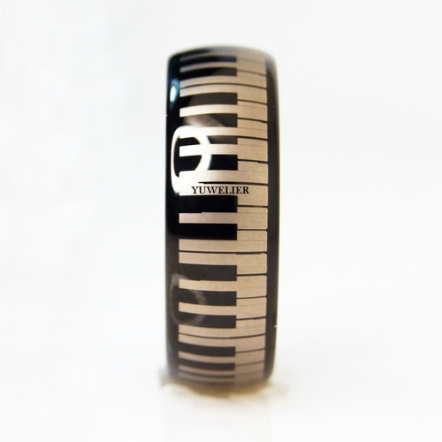 Par Anillos De Tungsteno Piano Keys Pareja Matrimonio