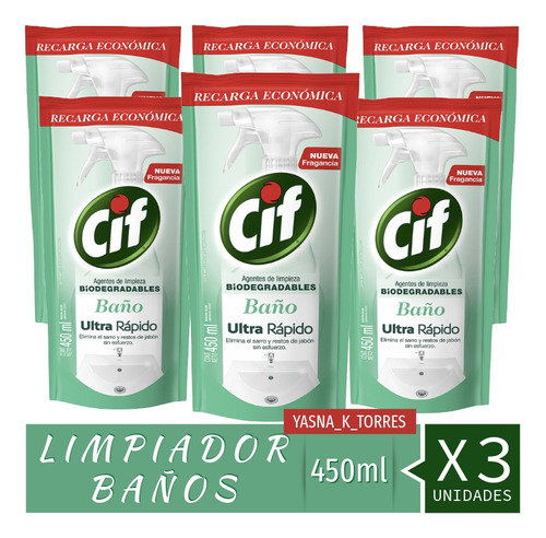 Cif Limpiador Y Baño Recarga 450ml Oferta X 6 Unidades