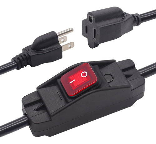 Cable De Extensión De 3 Clavijas Con Interruptor De Encendid