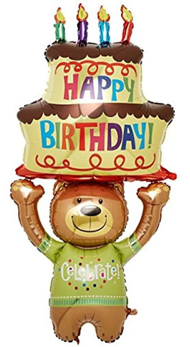 Teddy Bear Y Cake Shaped 60 Birthday Party Mylar Foil Balloo 