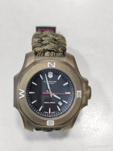 Reloj Victorinox Inox Completo Malla Panacord Bumper Verde Oscuro Plateado Negro (Usado)