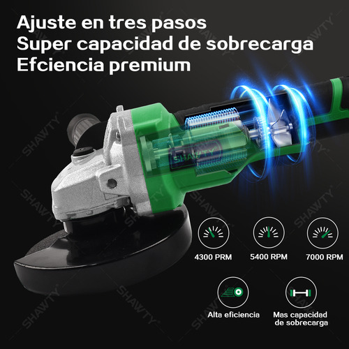 Esmeriladora Angular Shawty® Inalámbrica Sin Carbones C/2 Baterías 4.0ah 4½ Color Verde Apto Para Corte Y Afilado Profesional