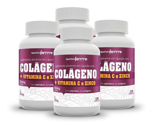 Kit 4 - Colágeno + Vitamina C E Zinco - 120 Caps - Dna Verde