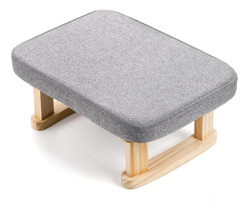 Taburete Otomano Rectangular Tela Madera Acolchado Suave Mod