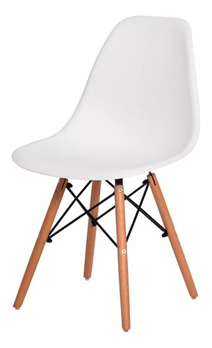 Kit Mesa Jantar Eiffel 90cm Branca+4 Cadeiras Charles Branco