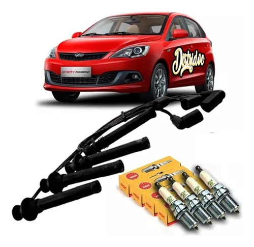 Kit Cables + 4 Bujias Ngk Chery Fullwin 1.5 16v