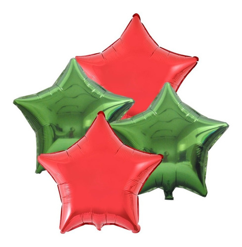 Kit Natal Balão Estrela 45cm Com 8 -verde E Vermelho