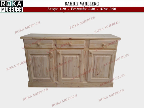 Imagen 2 de 3 de Bahiut Vajillero Macizo Pino 120x40x90 Roka
