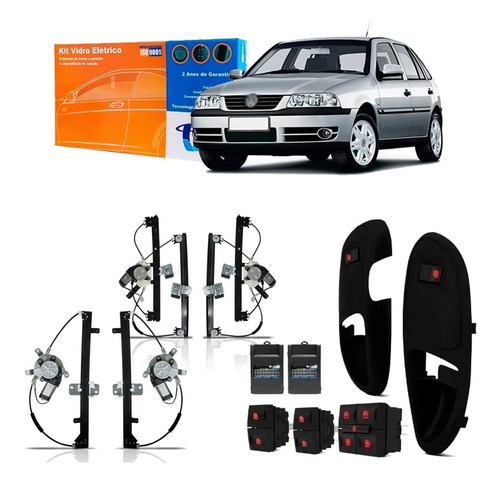 Kit Vidro Eletrico Gol G3 4p Tragial + Trava E Alarme Pst