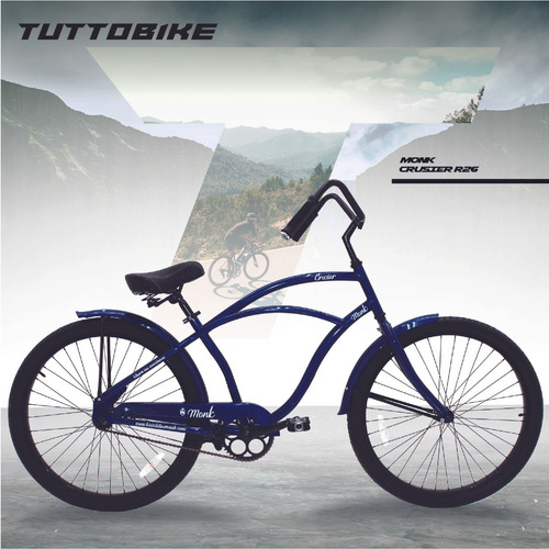 Imagen 8 de 8 de Bicicleta Vintage Urbana Rodada 26 1 Velocidad Crusier Monk