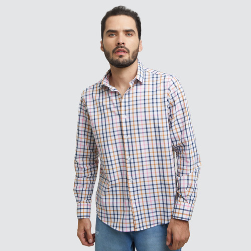 Camisa Hombre Ostu M/l Azul Poliéster 60010487-5626