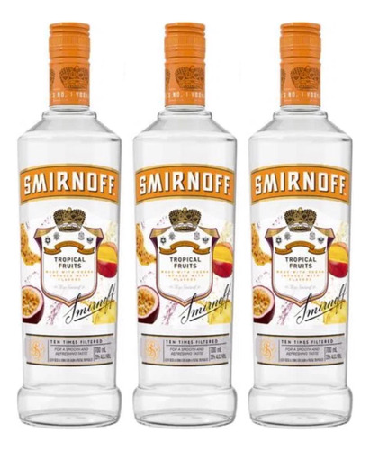 Vodka Smirnoff Tropical Fruit 700 Ml X3 Fullescabio