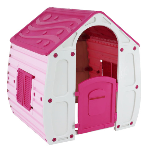 Casinha Infantil De Brinquedo Rosa Com Portas E Janelas