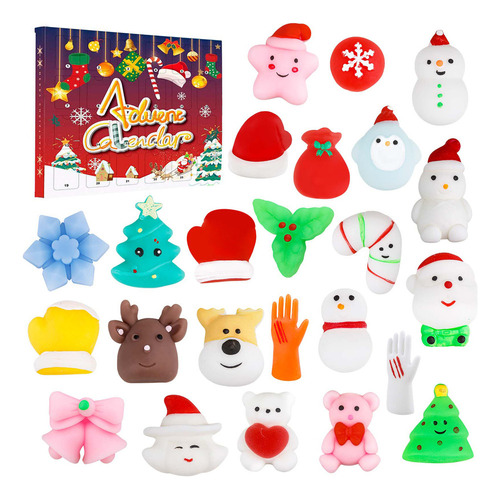 24 Piezas De Juguetes Mochi Squishy De Navidad, Mini Kawaii