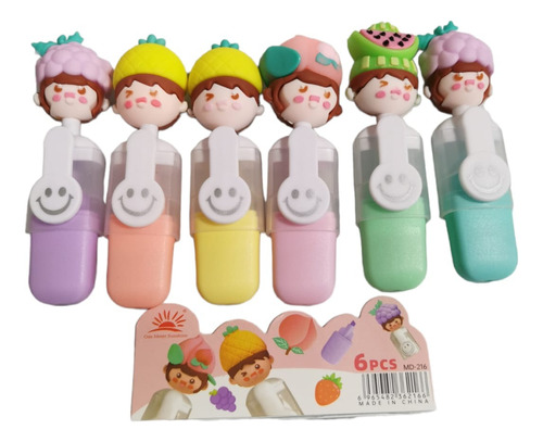 Marcador 6 Pcs Estuche Plumones  Figuras