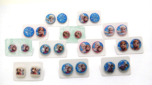 2 Pares Zarcillos Frozen Para Fanáticas Accesorios, Cotillón